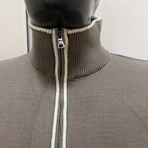 Banana Republic Brown Zip-Up Sweater with Ribbed High Collar